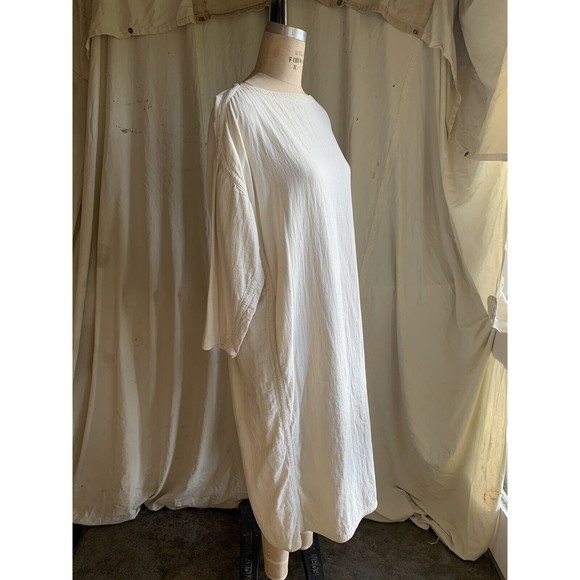 Black Crane Cream Textured Cotton Linen Maxi Dress - Picture 3 of 7